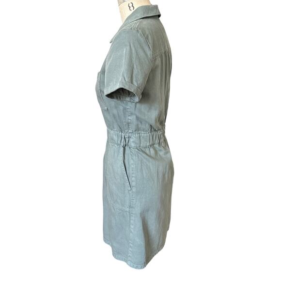 J. Crew Zip Front Chino Dress Army Khaki Green Size 4 - Picture 3 of 7